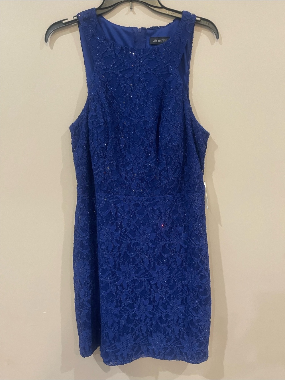 Jodi Kristopher Royal Blue Lace Midi Dress with Back Cutout